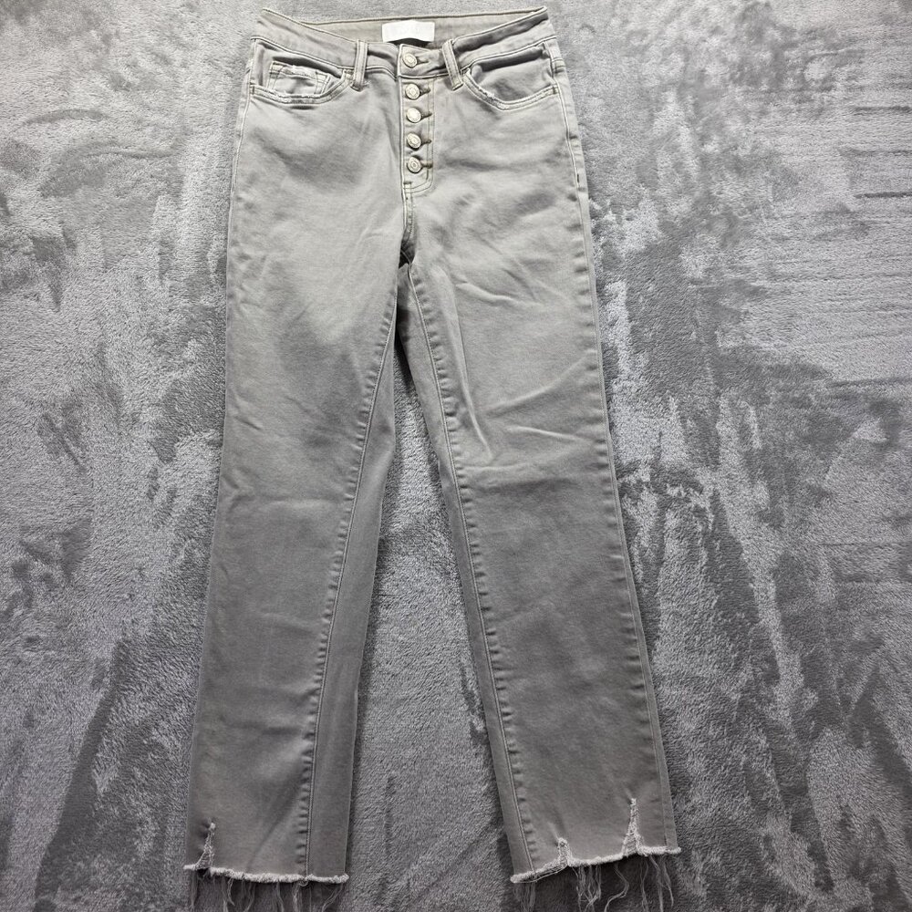 Vervet Jeans Womens 27 High Rise Button Fly Raw Hem Stretch Distressed Denim